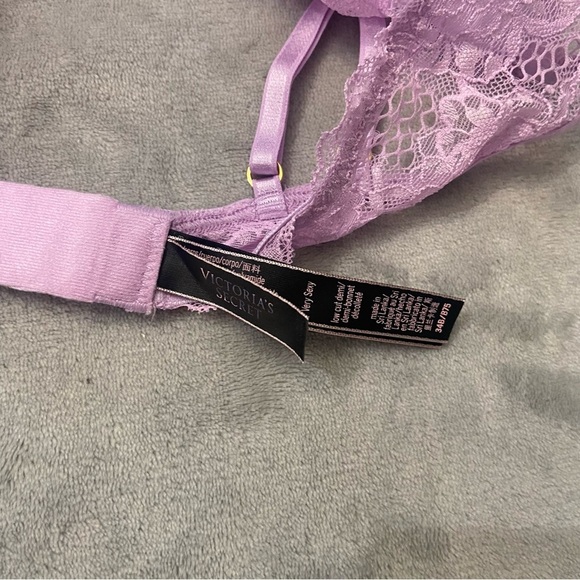 New! Victoria’s Secret Lilac Fishnet Lace Unlined Low Cut Demi Bra 10344 - Picture 7 of 10